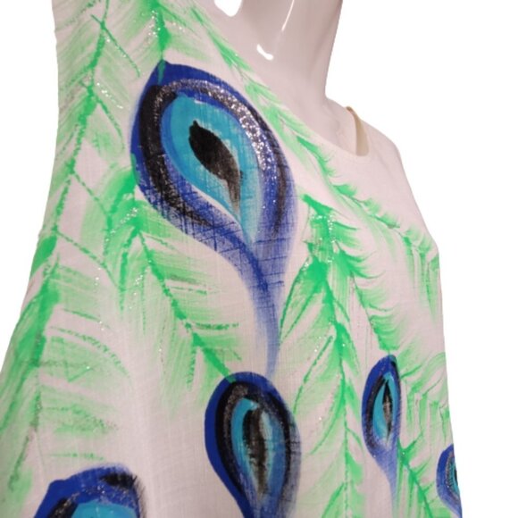 Casual Cotton Tunic Top Short Sleeve Asymmetrical Cotton -Size M/L,  L/XL - Picture 5 of 9